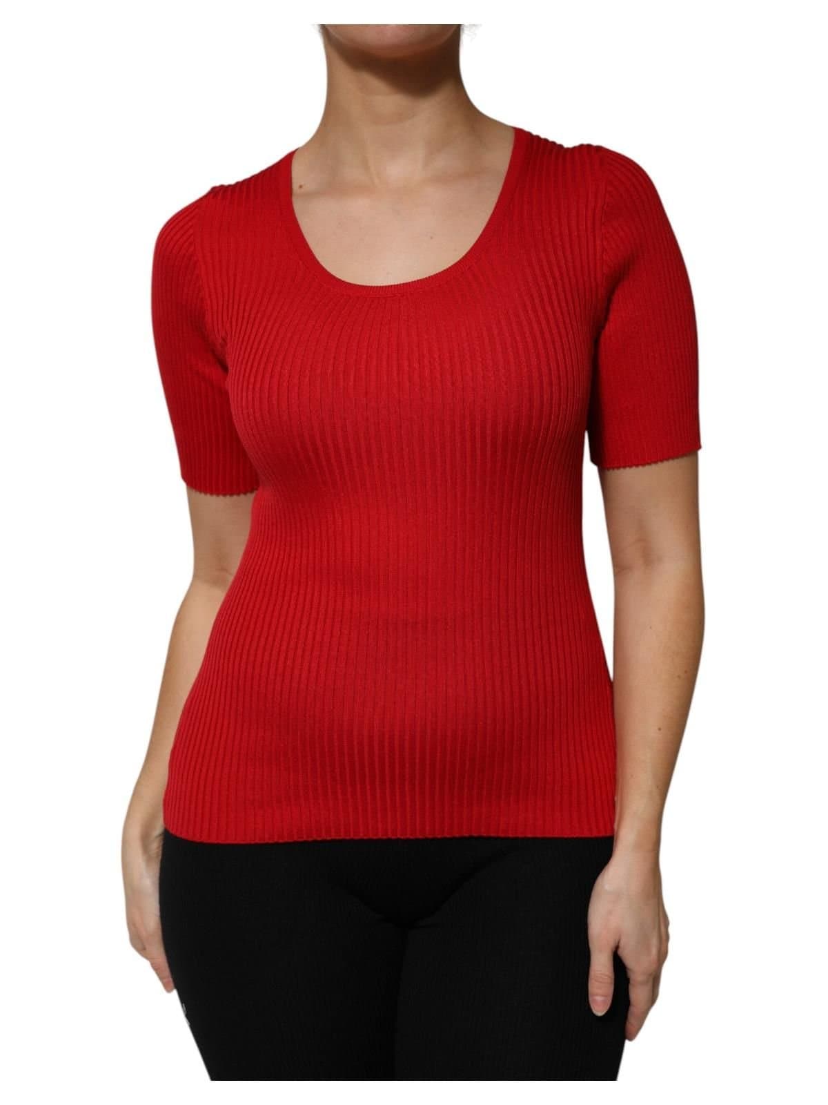 Dolce & Gabbana Dolce & Gabbana Red Silk Round Neck Top