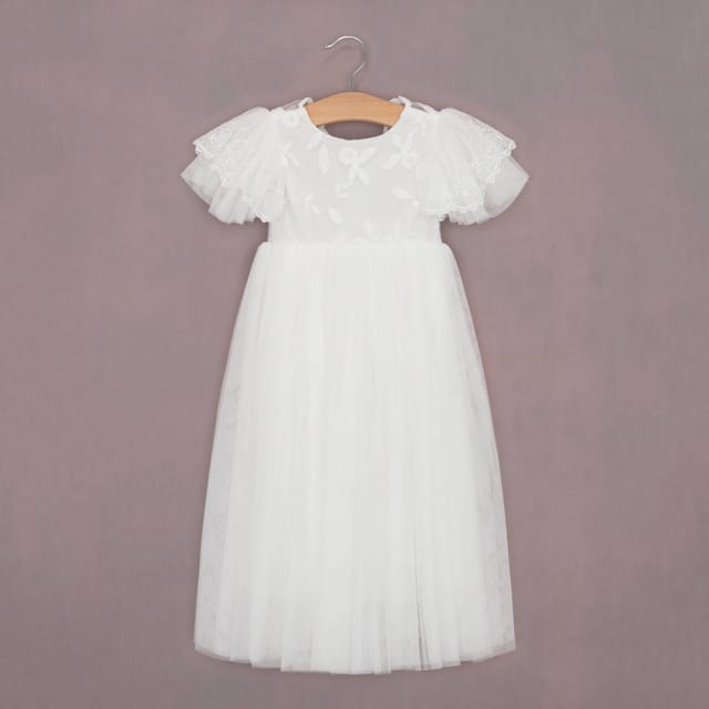 UK Flower Girl Boutique UK Flower Girl Boutique Women's Bianca Dress - White - Tulle Shoulder - 2