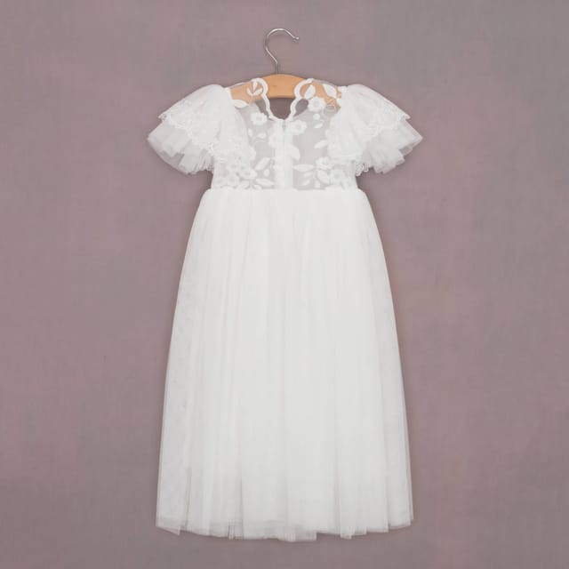 UK Flower Girl Boutique UK Flower Girl Boutique Women's Bianca Dress - White - Tulle Shoulder - 3