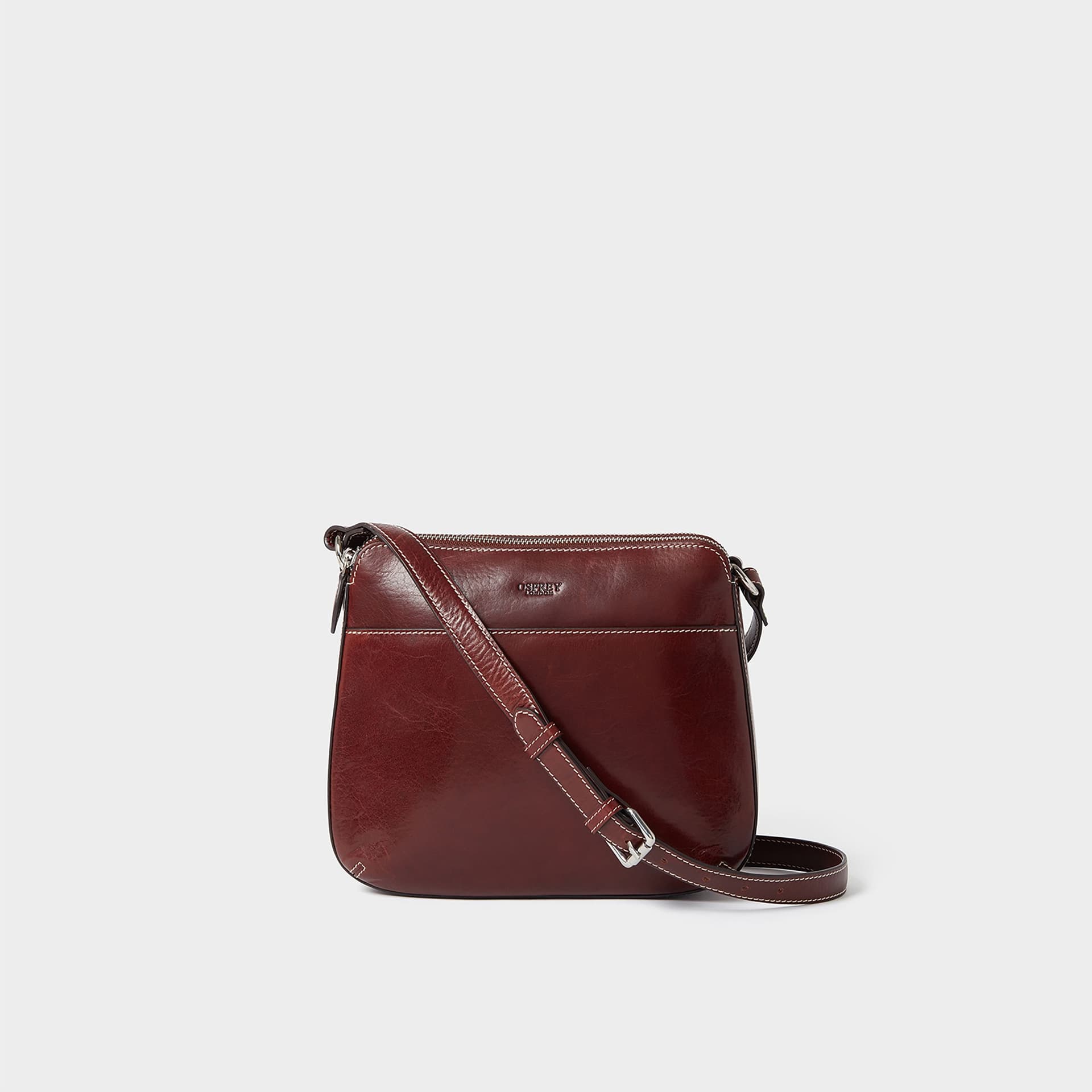OSPREY LONDON OSPREY LONDON Women's The Buckley Saddle Leather Crossbody Bag in Dark Brown