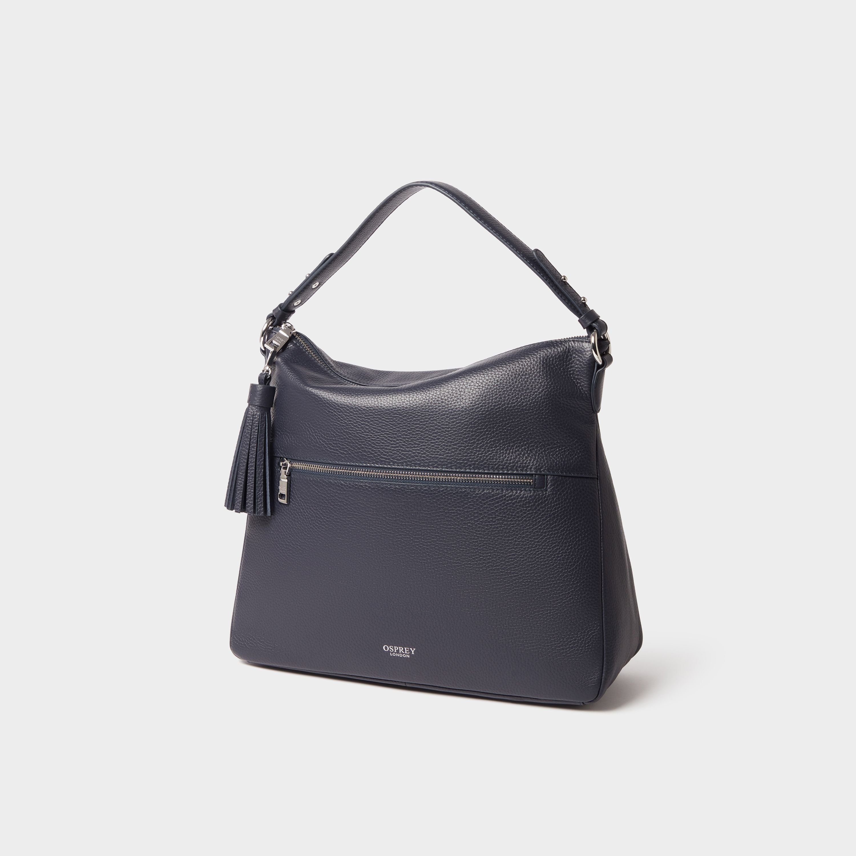 OSPREY LONDON OSPREY LONDON Women's The Stella Leather Hobo Bag in Navy - 2