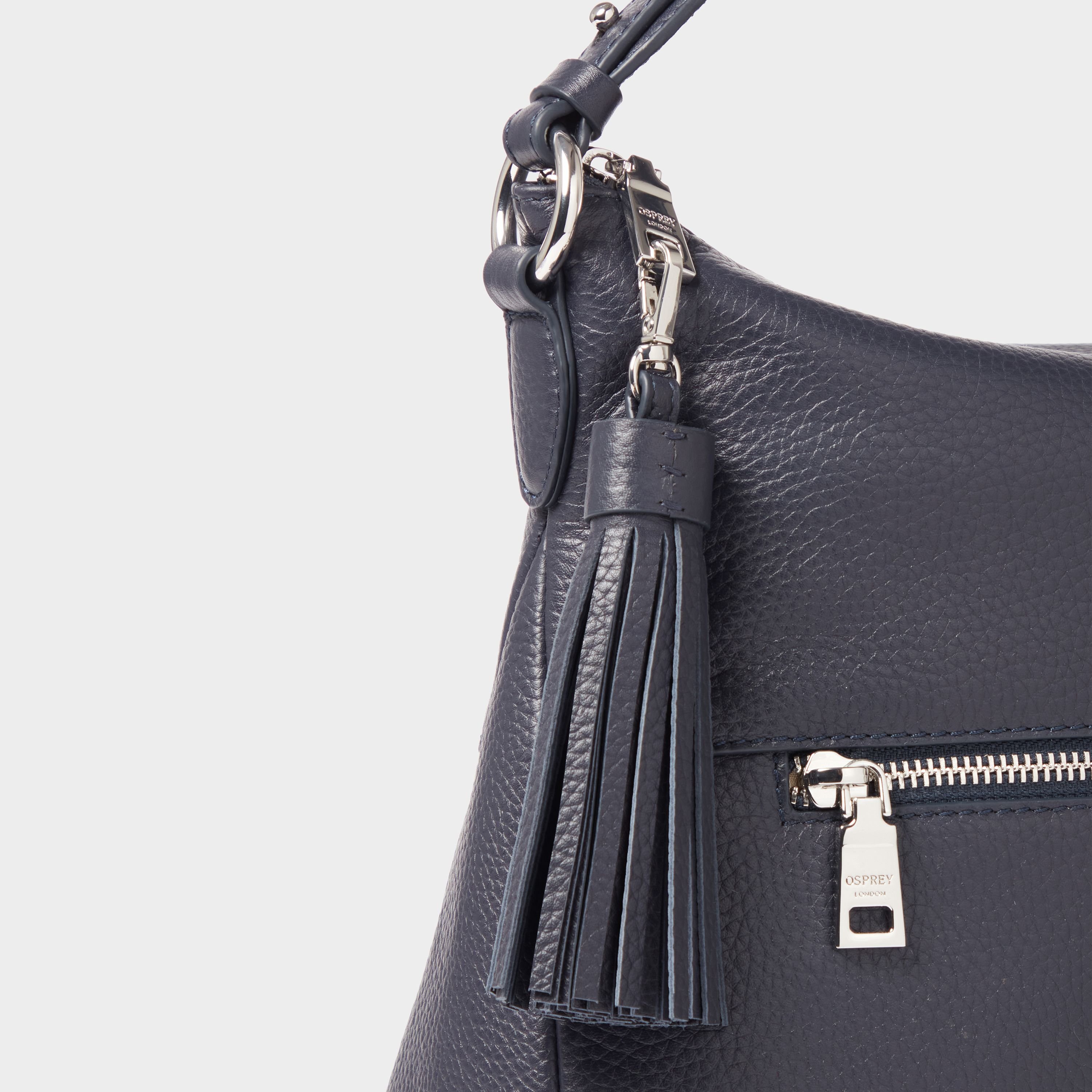 OSPREY LONDON OSPREY LONDON Women's The Stella Leather Hobo Bag in Navy - 4