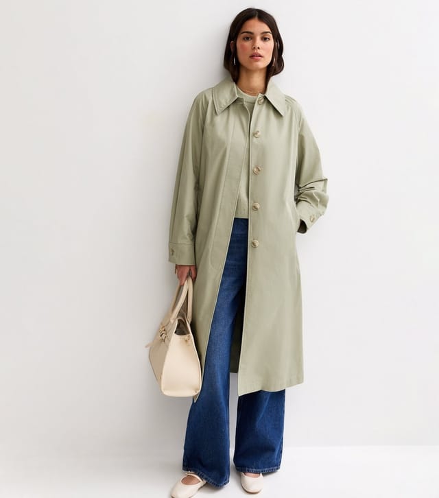 New Look Women's Light Khaki Cotton Belted Mac Coat New Look - 3