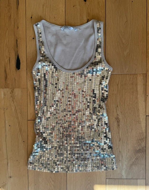 New Look y2k 2000s new look gold sequin cami vest