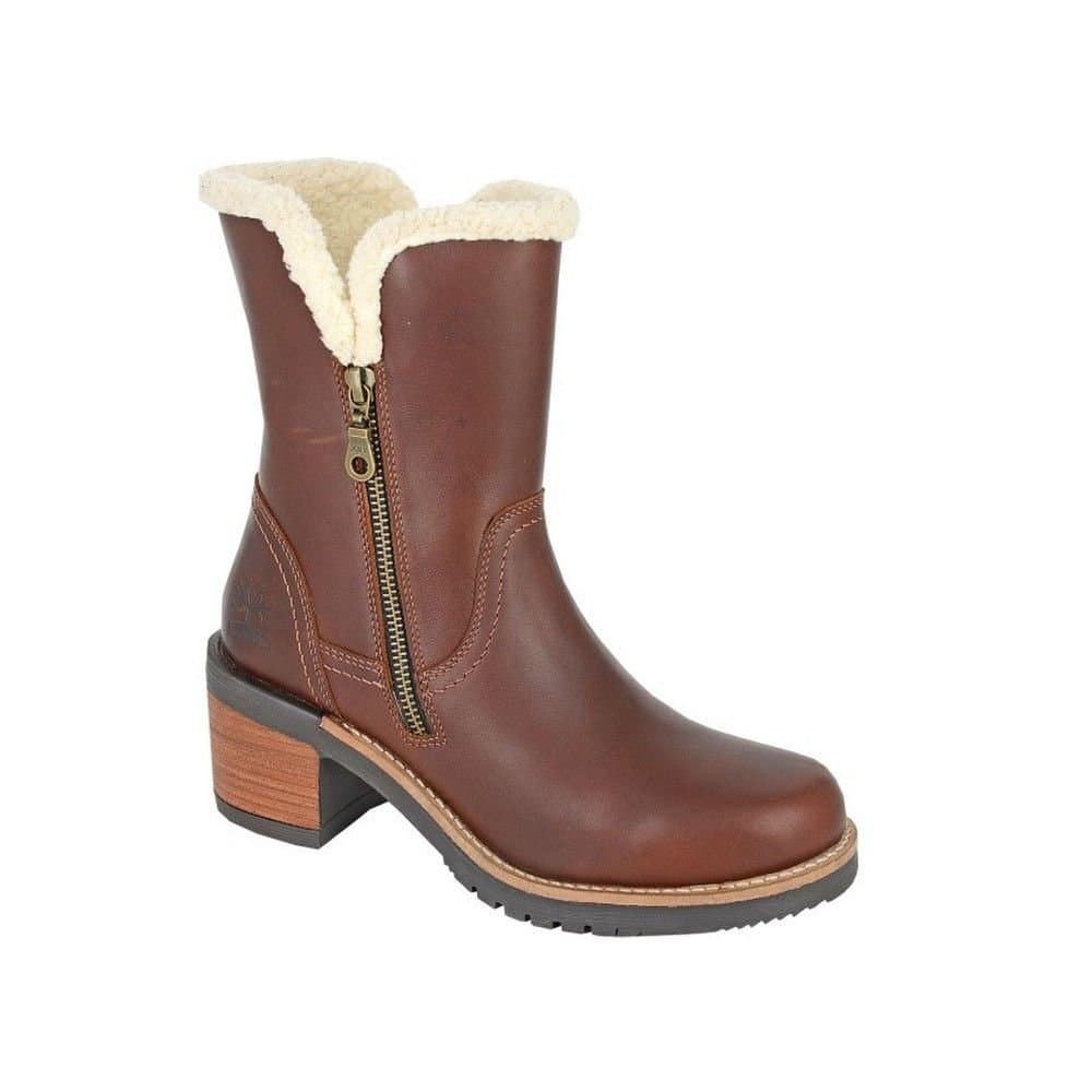 Woodland Woodland Women's Twin Zip Leather Ankle Boots in Brown