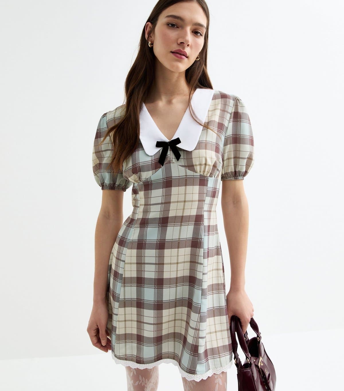 Tokyo Doll Women's Cream Checked Mini Dress Tokyo Doll New Look