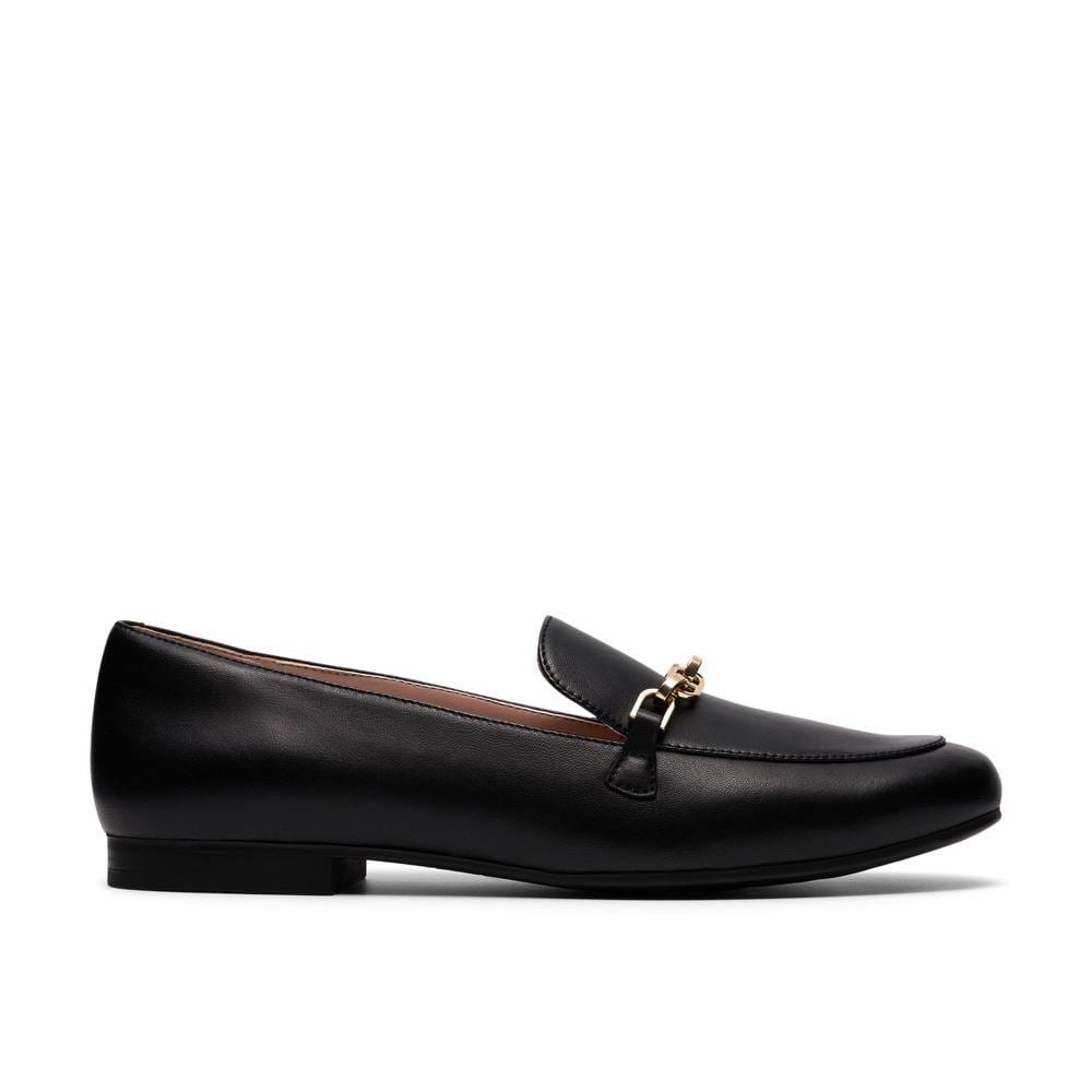 Clarks Clarks Women's Tamna Iris Black Leather Loafers, Slip Ons - 4