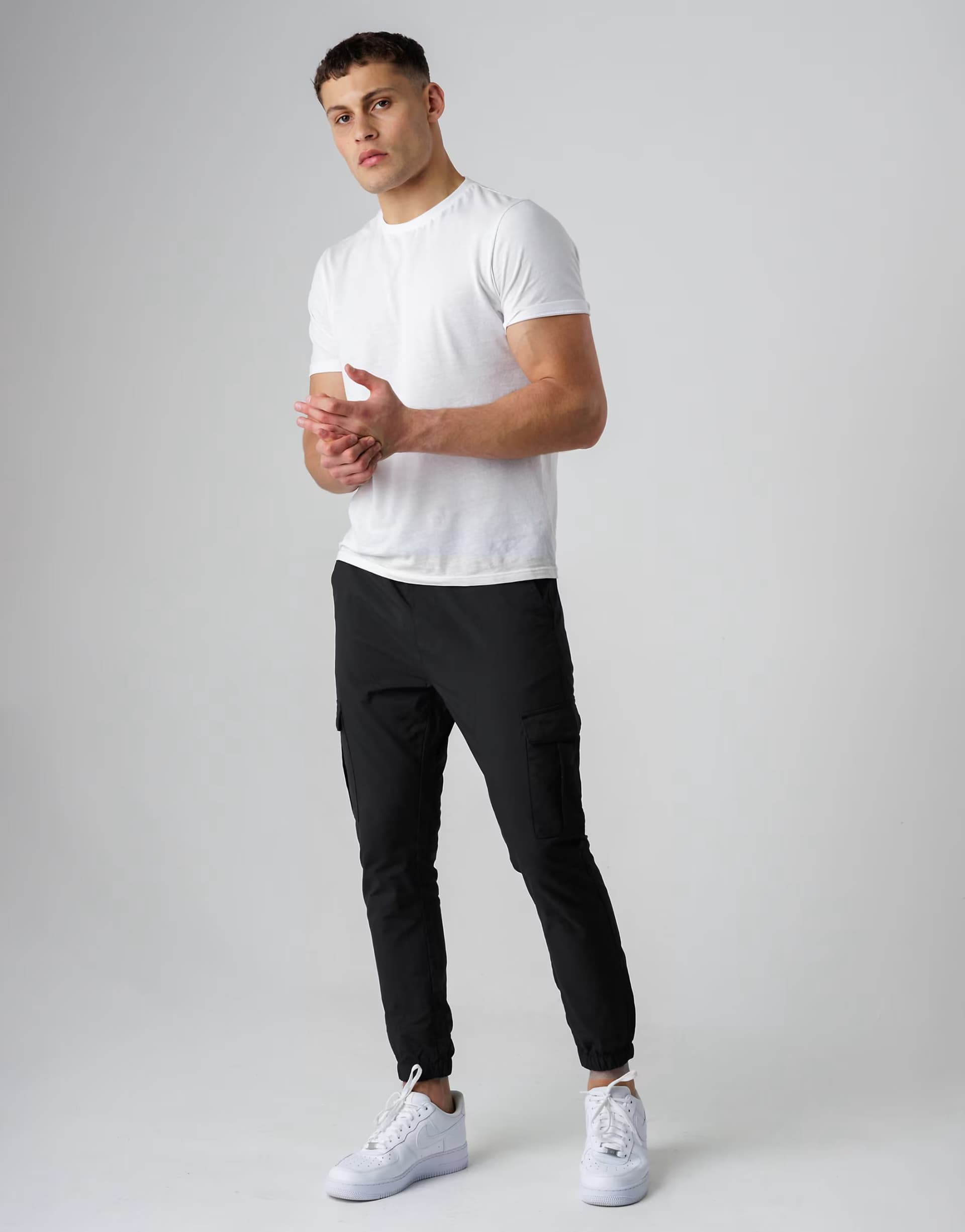 ASOS ASOS Black Nylon Tech Cuffed Cargo Trousers
