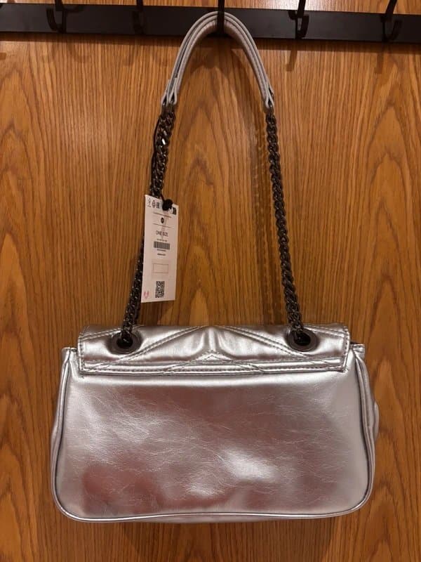 Bershka Padded leather silver bag