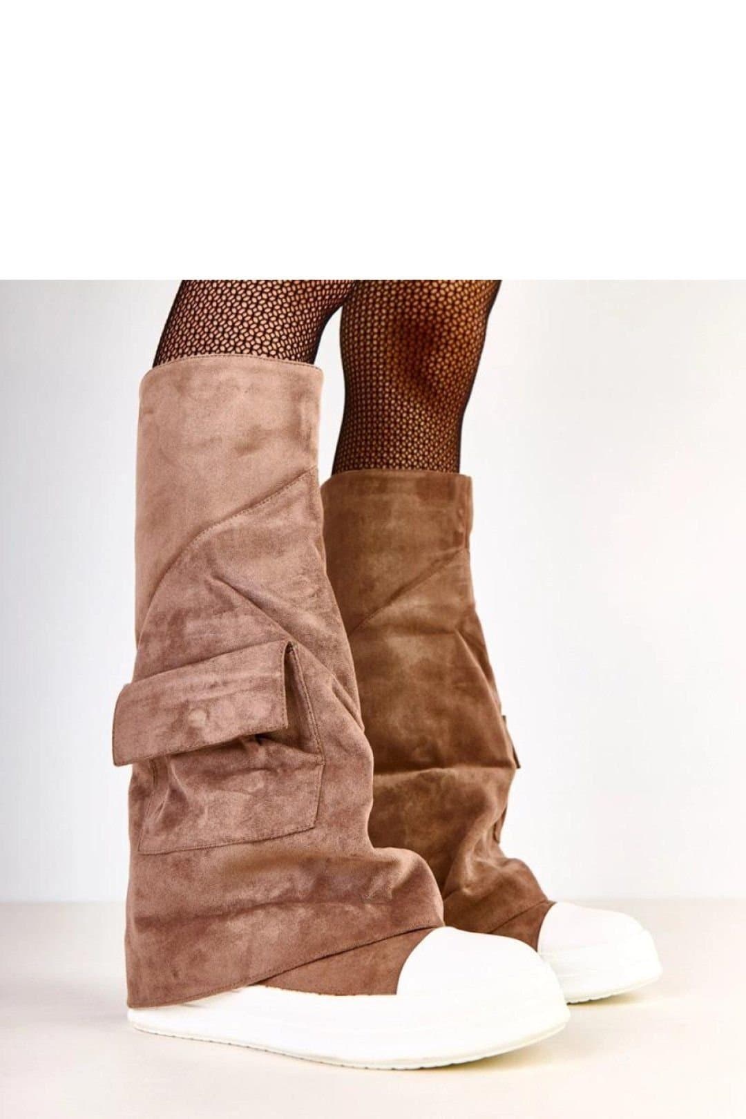 Love Lace Love Lace Women's Elegant Knee High Suede Slip On Platform Boots with Pocket in Brown