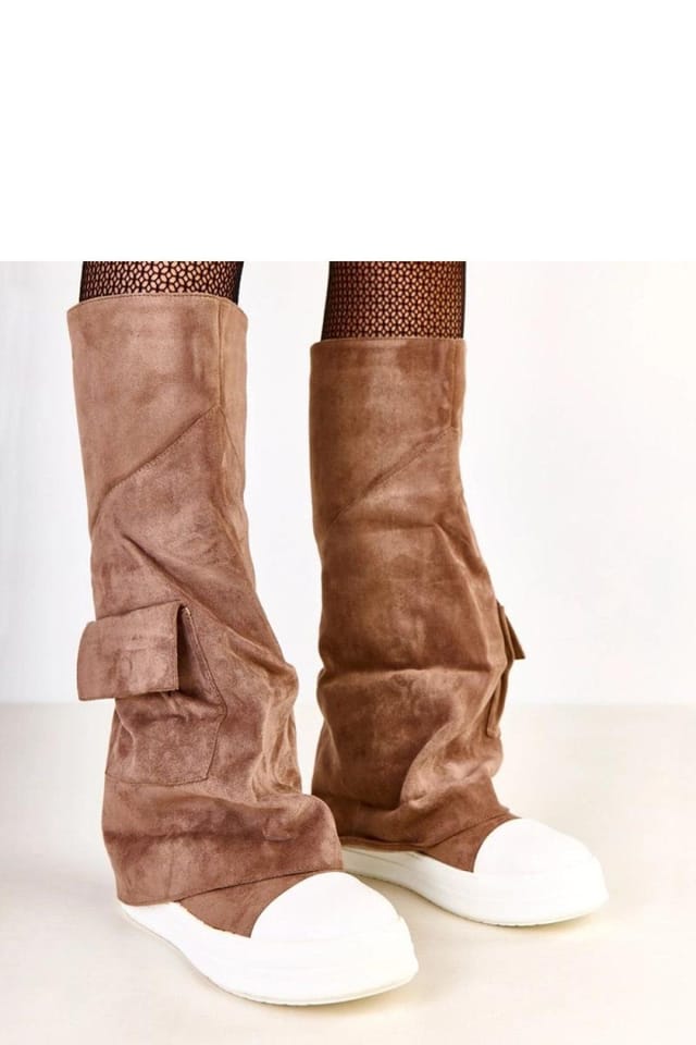 Love Lace Love Lace Women's Elegant Knee High Suede Slip On Platform Boots with Pocket in Brown - 2
