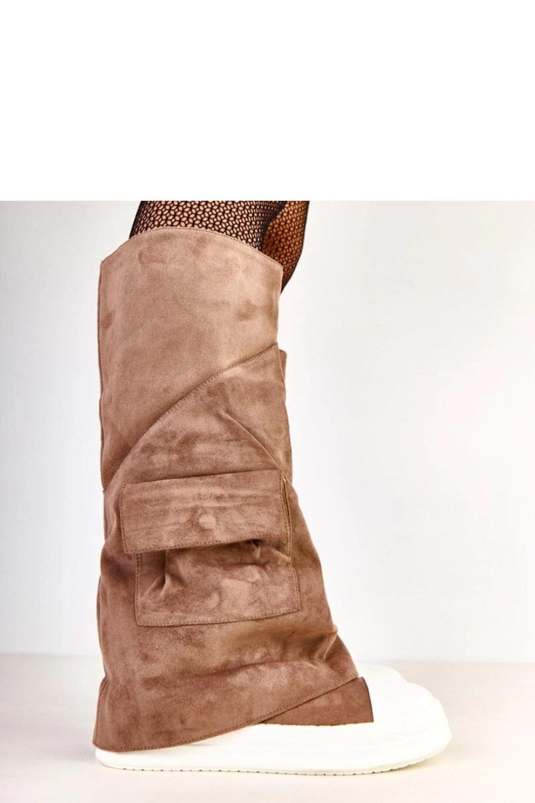 Love Lace Love Lace Women's Elegant Knee High Suede Slip On Platform Boots with Pocket in Brown - 4
