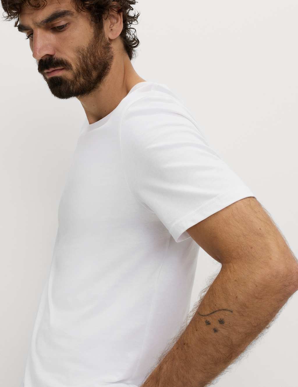 Marks & Spencer M&S Regular Fit Pure Cotton Crew Neck T-Shirt White - 2