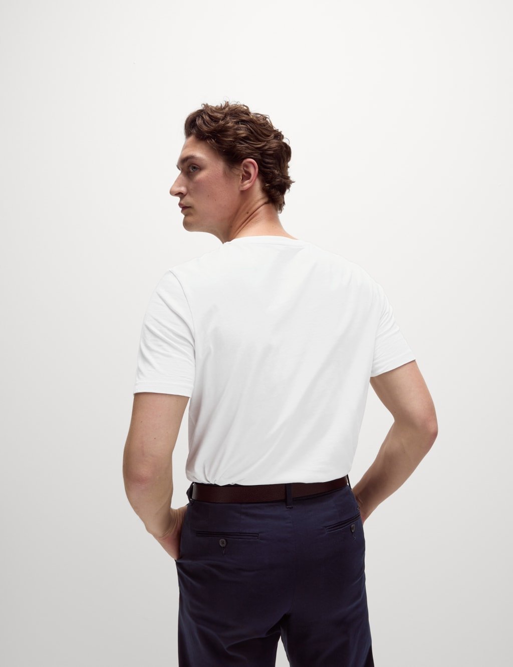 Marks & Spencer M&S Regular Fit Pure Cotton Crew Neck T-Shirt White - 4