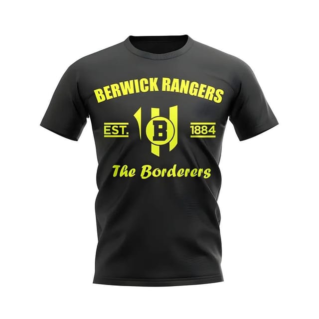 Berwick Rangers Berwick Rangers Men's Mens Established Football T-Shirt in Black - 2