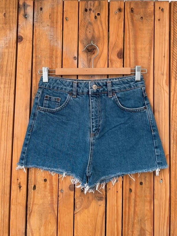 Topshop Vintage Topshop Y2K dark blue denim cut off shorts hot pants raw hem festival holiday size 8