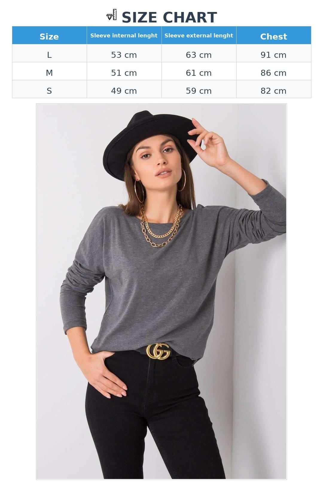 Love Lace Love Lace Women's Larissa Cotton Long Sleeve Basic Blouse in Grey - 4