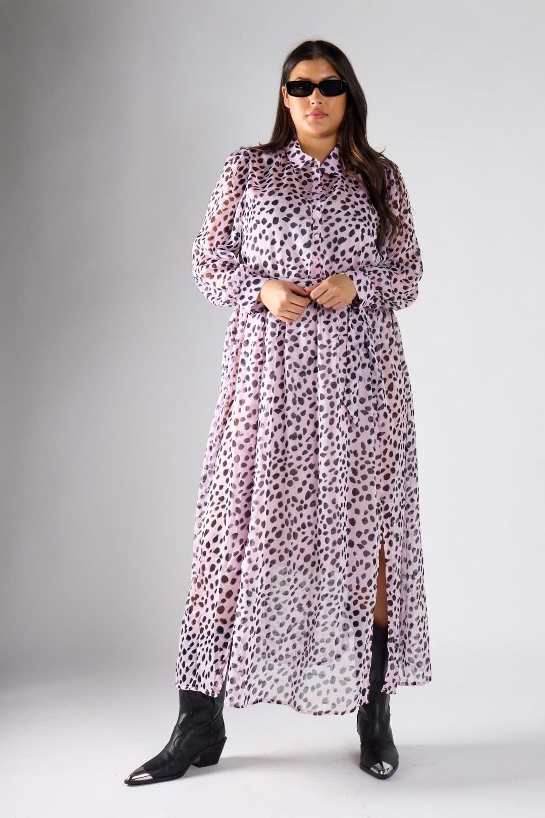 Shnoo Lilac Dalmatian Print Shirt Dress