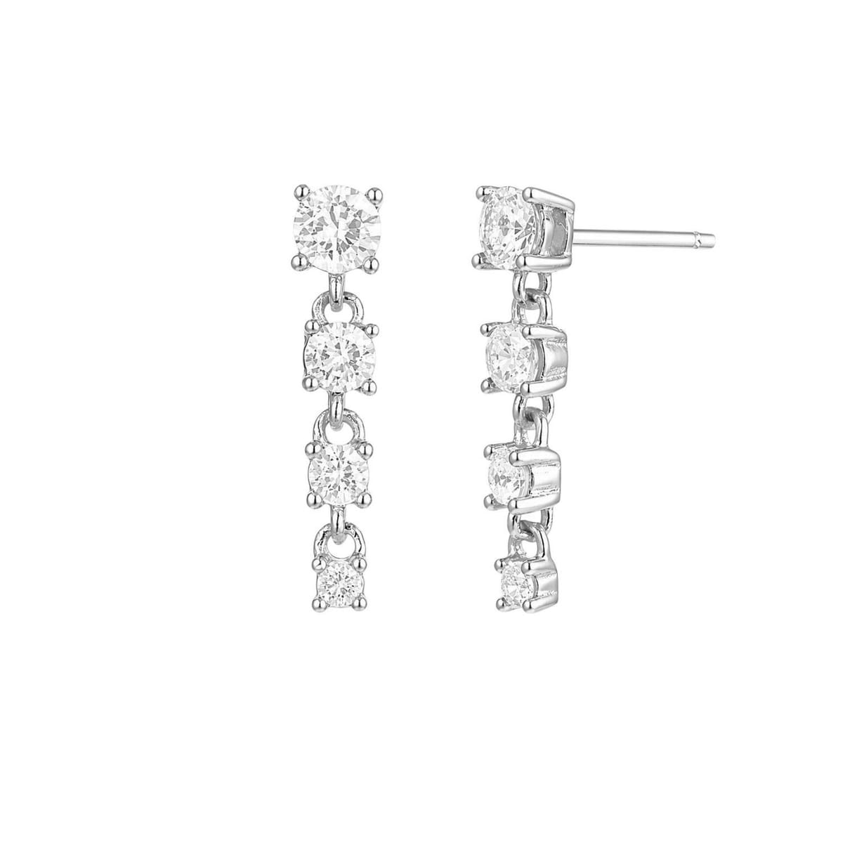 Gold Trip Gold Trip Women's Long Crystal Gemstone Drop Earrings in Silver - 1