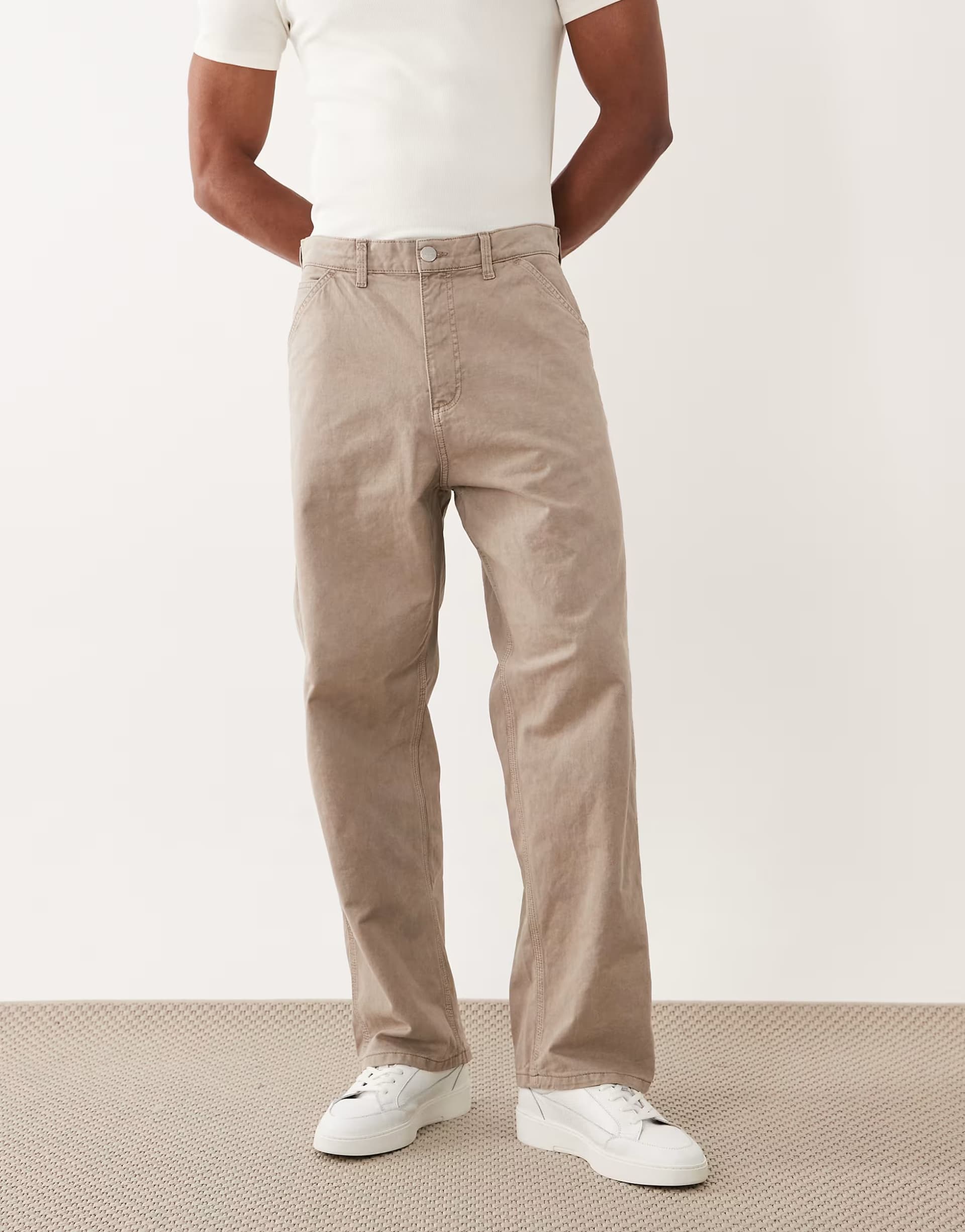ASOS Jack & Jones Alex carpenter trouser in washed cream