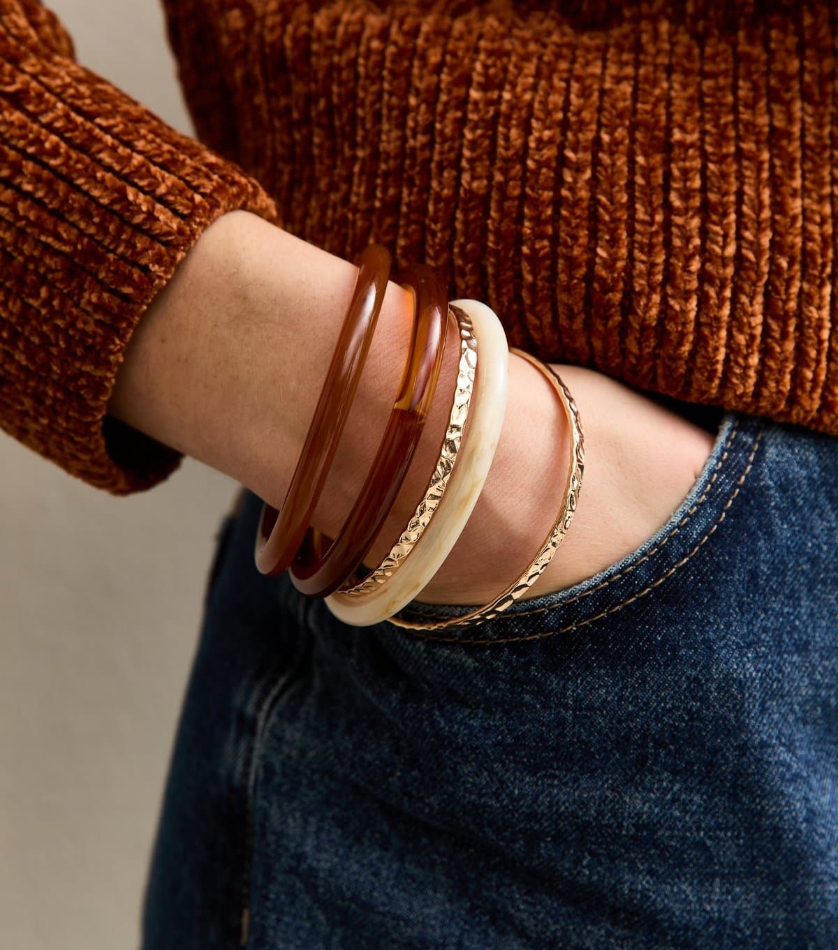 New Look New Look Multicolour Resin & Gold Bangles Pack of 5