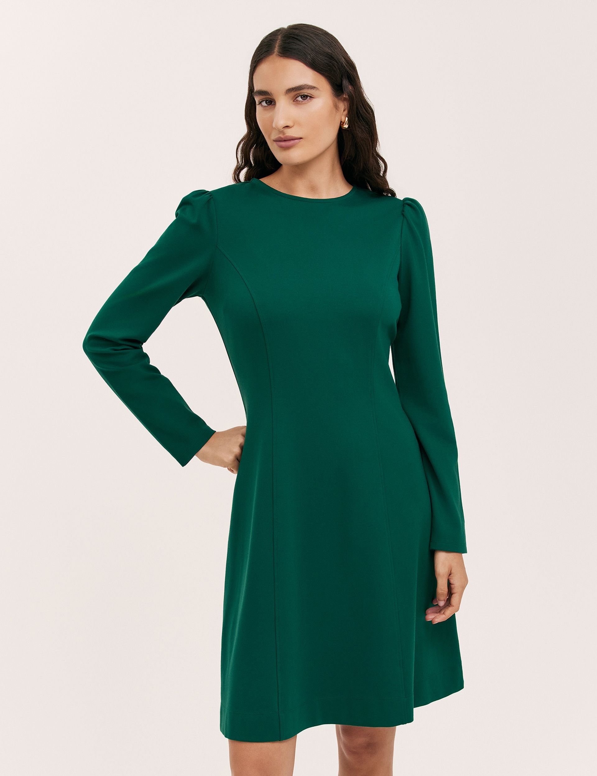 Finery London Finery London Women's Eva Ponte Jersey Dress in Bottle Green - 2
