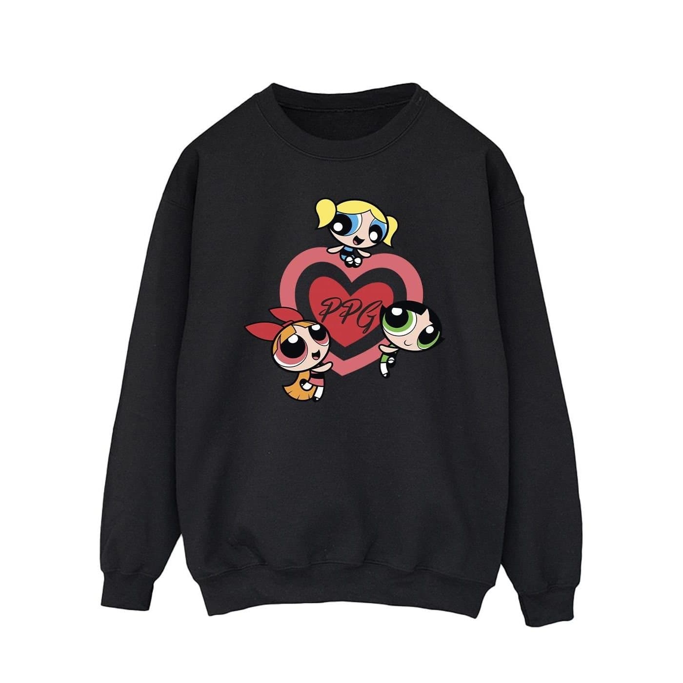 Powerpuff Girls Powerpuff Girls Men's Double Heart Sweatshirt in Black