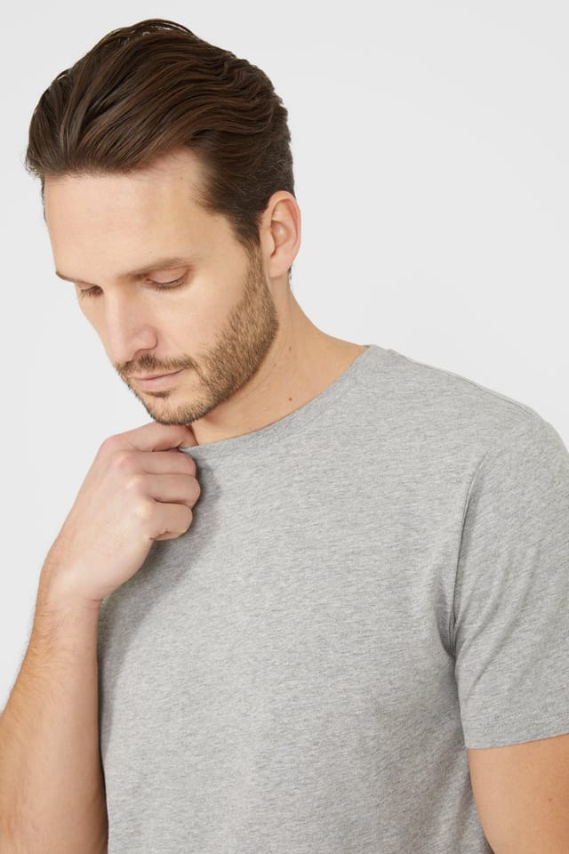 Maine Maine Men's Cotton Crew Neck T-shirt in Grey Marl - 2