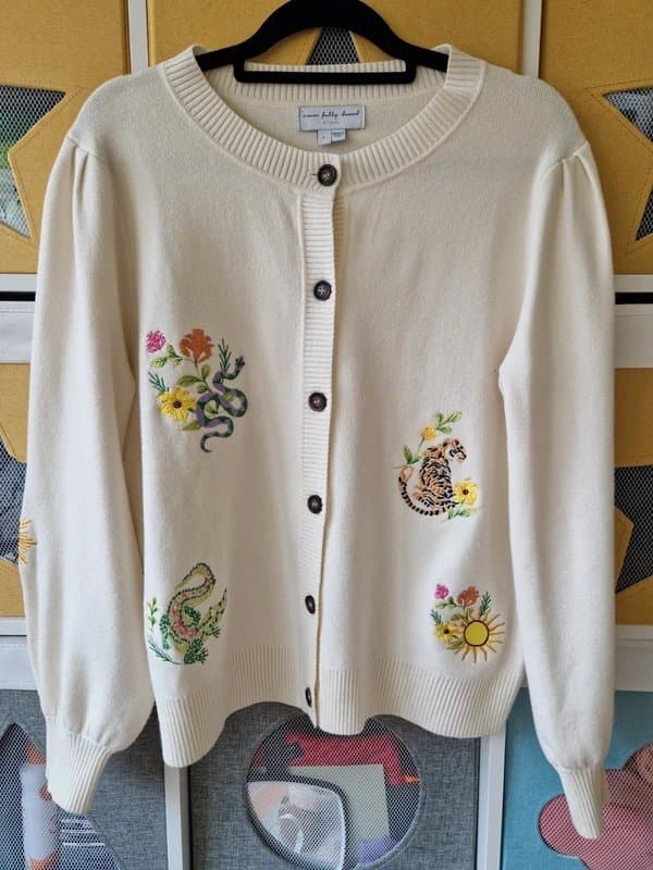 Never Fully Dressed Never fully dressed women's Cream Mosaic Cardigan size L (14-16)