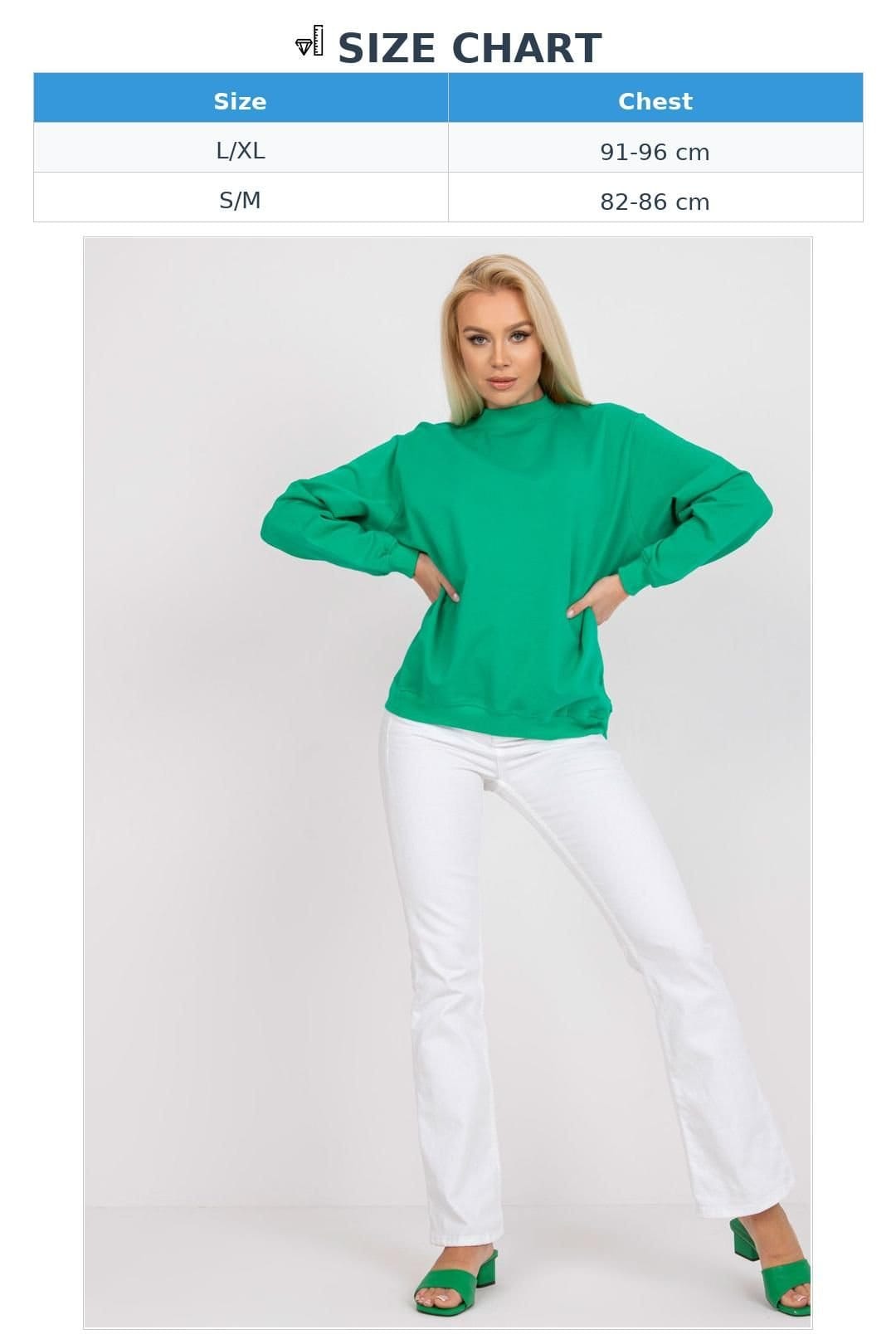 Love Lace Love Lace Women's Cotton Stand Collar Long Sleeve Sweatshirt in Green - 4
