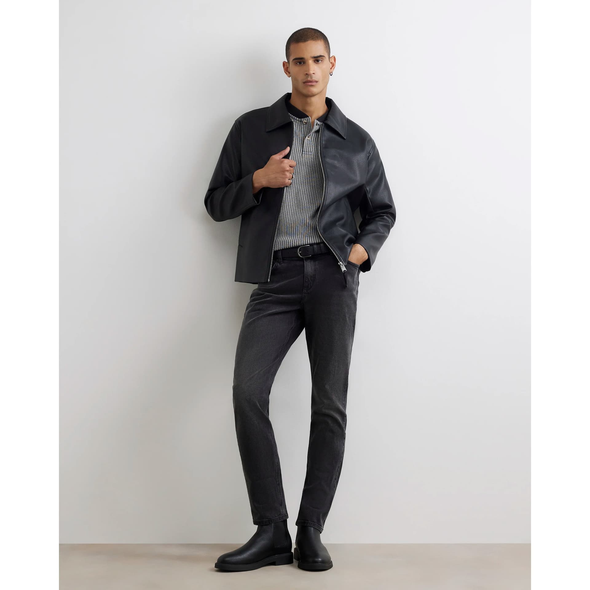 River Island Mens River Island Black Skinny Fit Washed Jeans