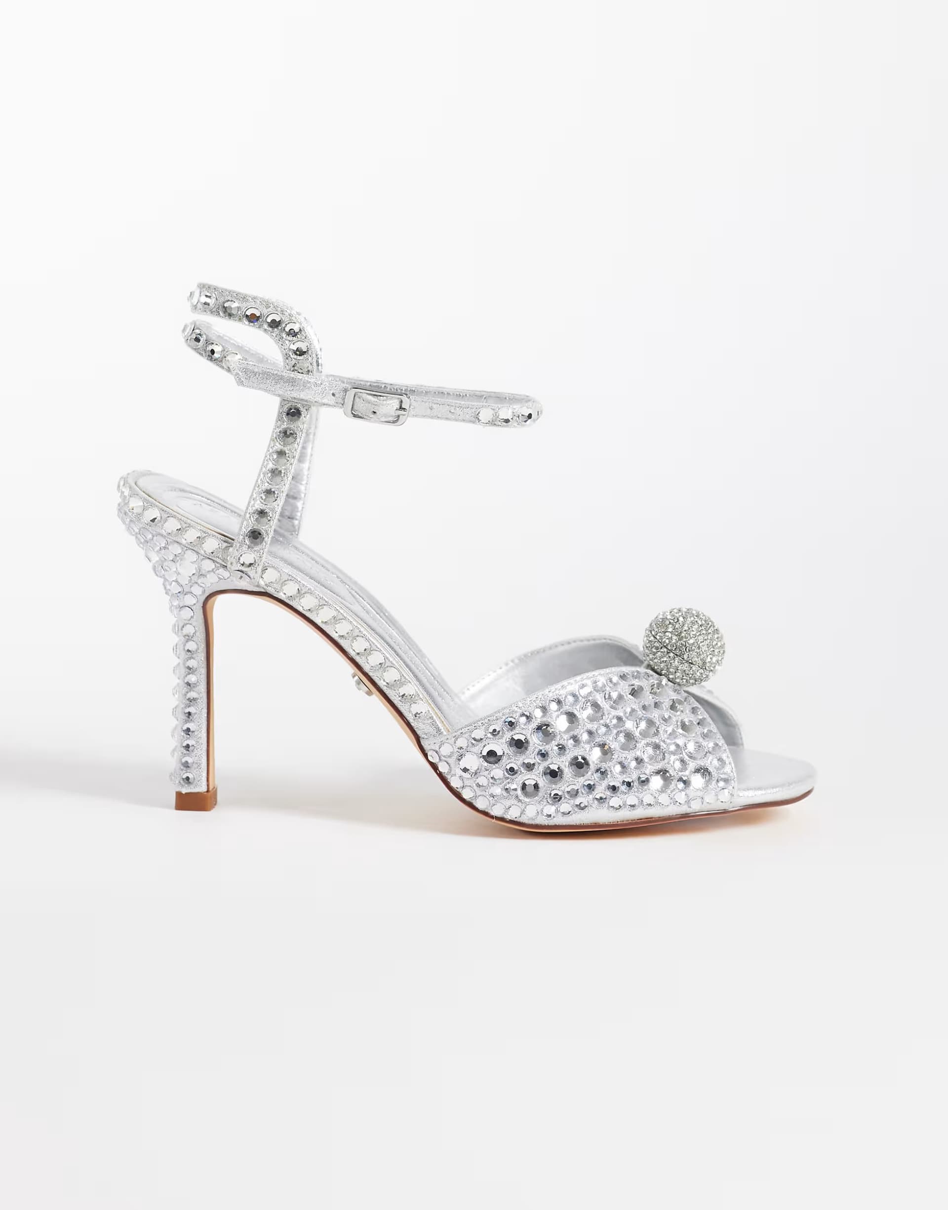ASOS ASOS Silver Embellished Heeled Sandals