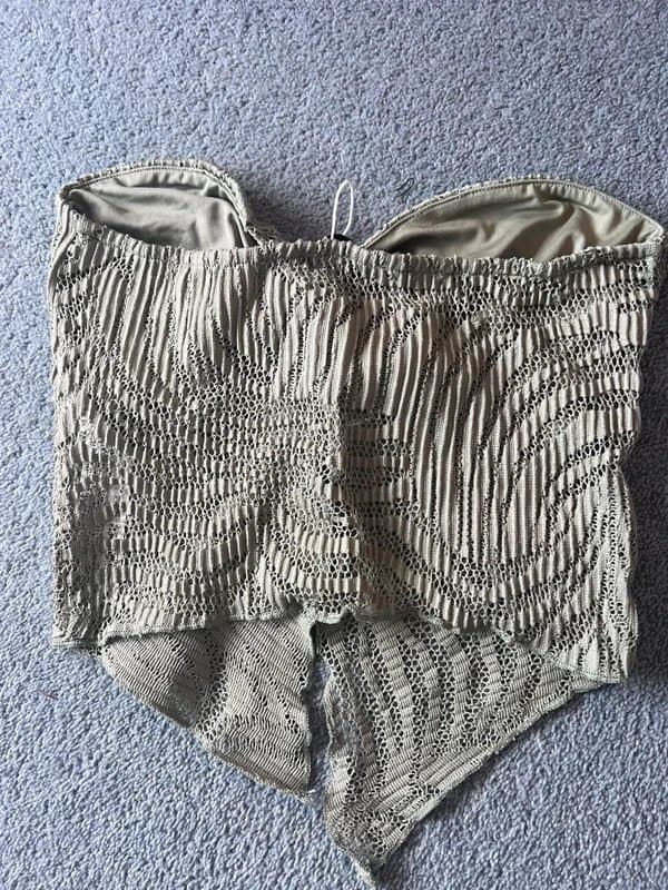 Bershka bershka green khaki lace strapless top