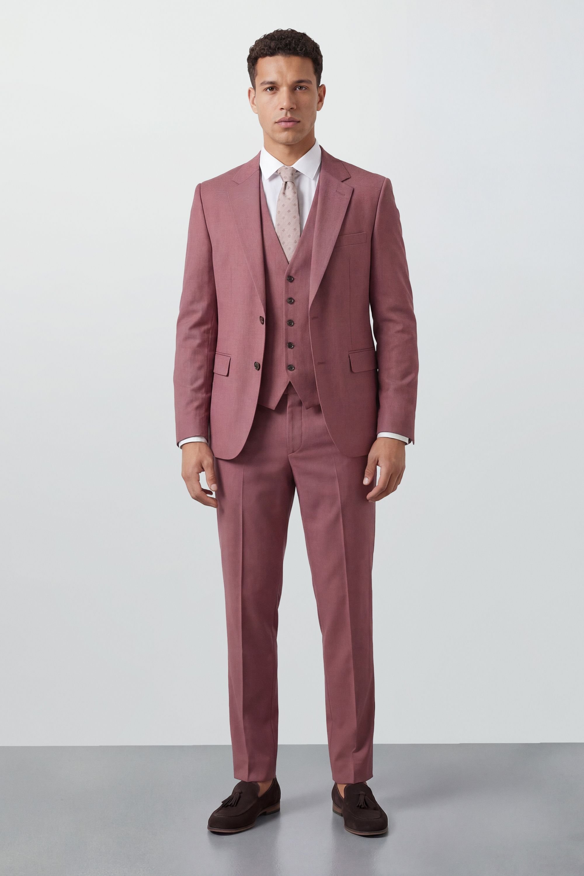 Burton Burton Men's Dark Pink Slim Fit Suit Jacket - 3