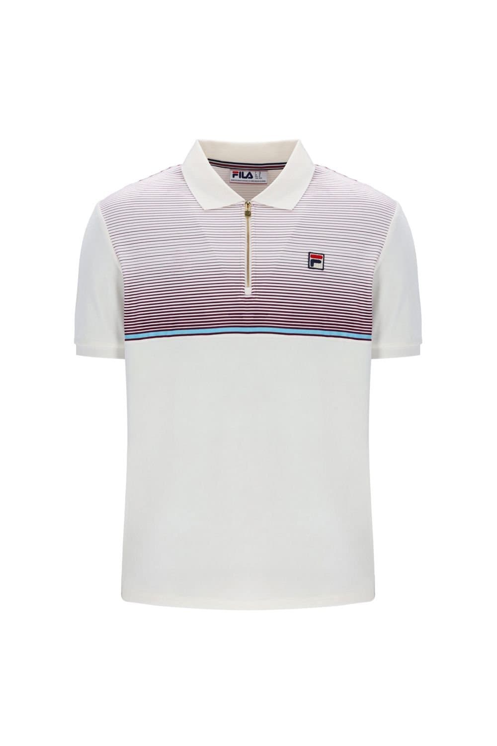 Fila Fila Men's Paco Zip S/S Velour Polo Gardenia/ Fig/ Milky Blue