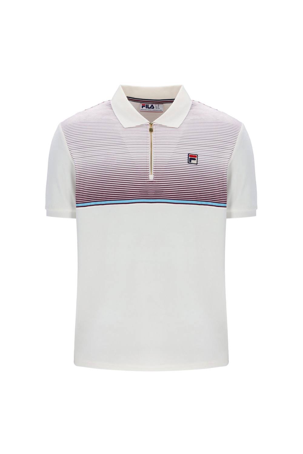 Fila Fila Men's Paco Zip S/S Velour Polo Gardenia/ Fig/ Milky Blue - 2