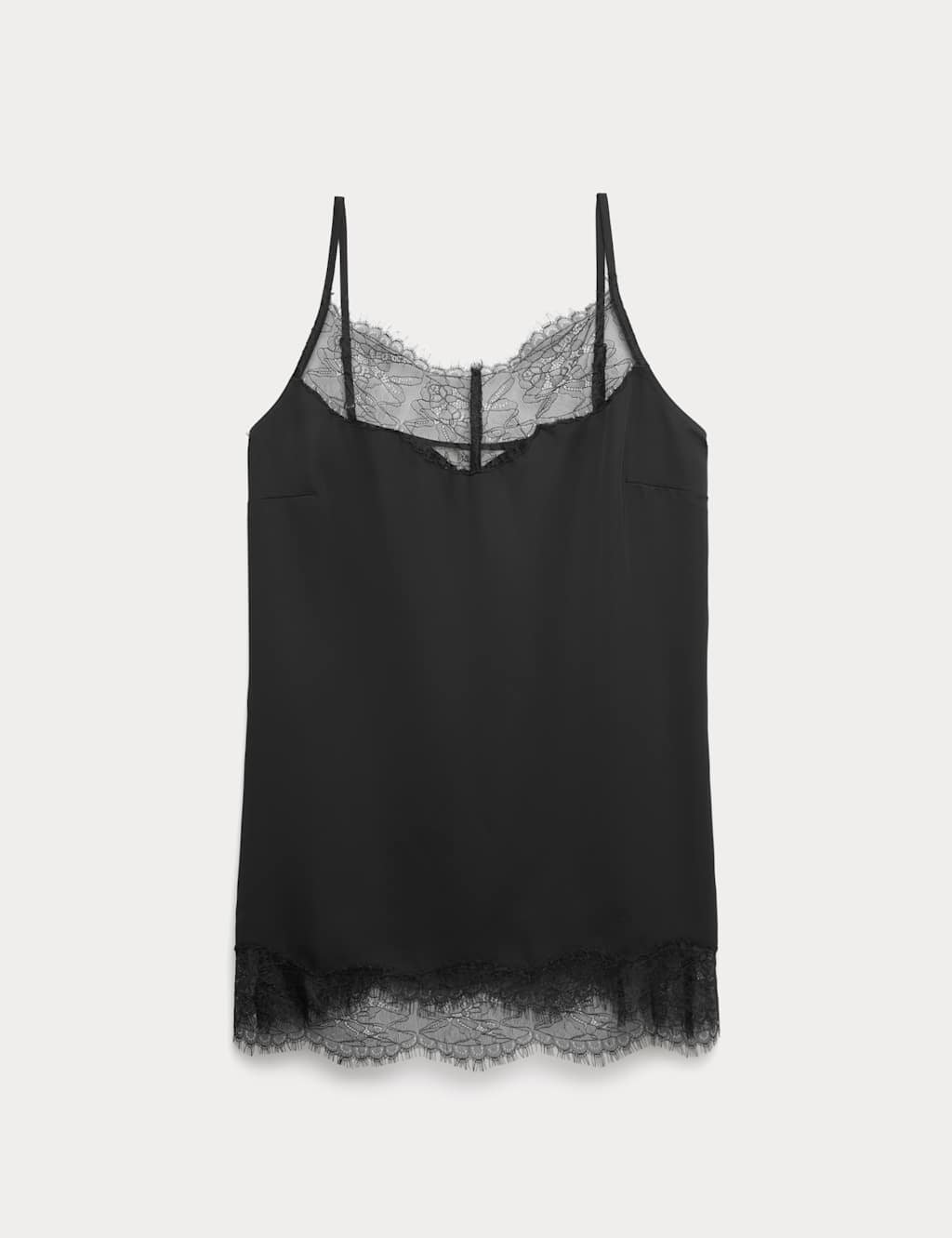 Marks & Spencer M&S Lace Detail V-Neck Cami Top Black - 2