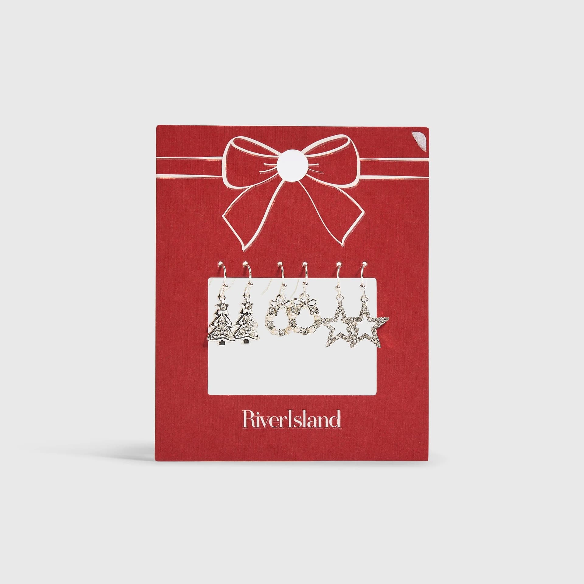 River Island River Island Womens Silver Christmas Tree Drop Pack Of 3 Earrings