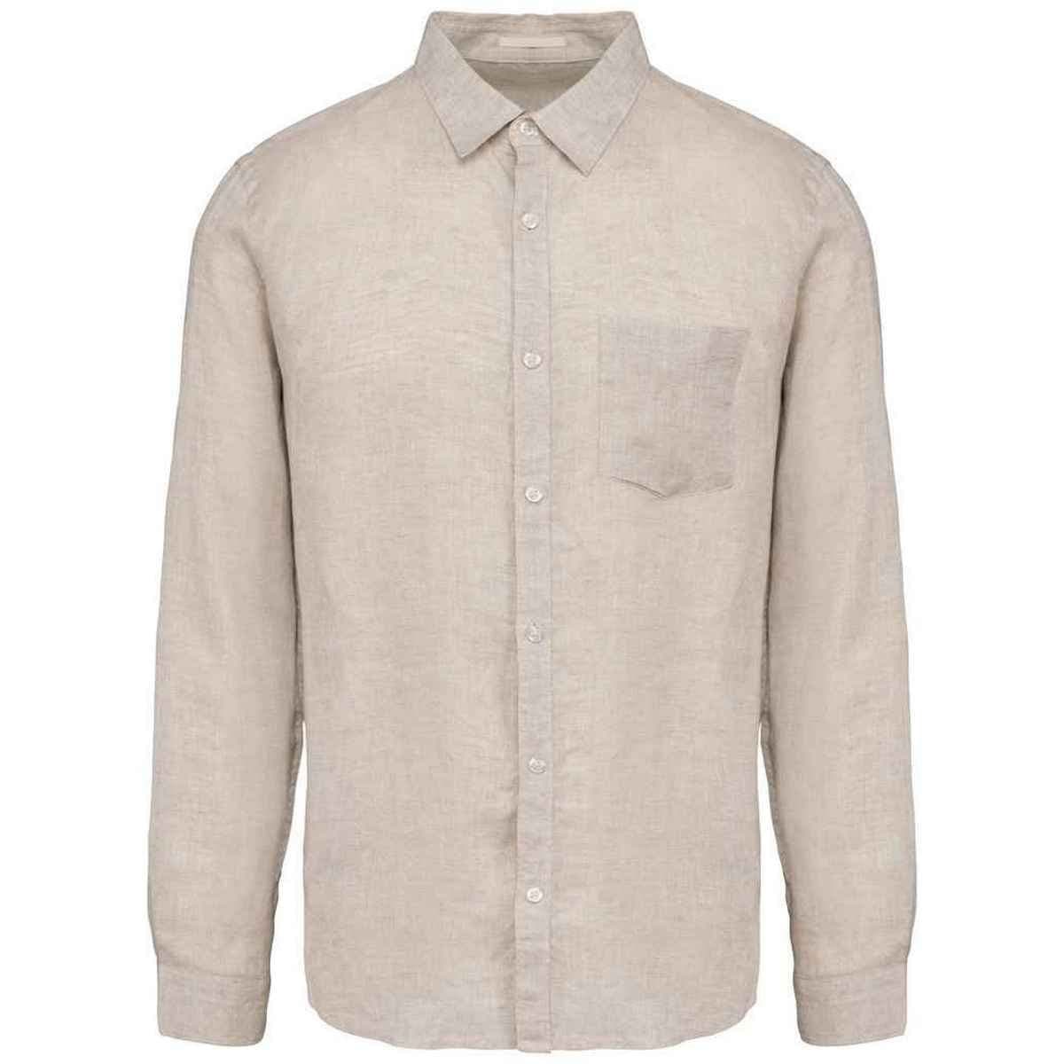 Spasso Spasso Men's Linen Long-Sleeved Shirt in Beige