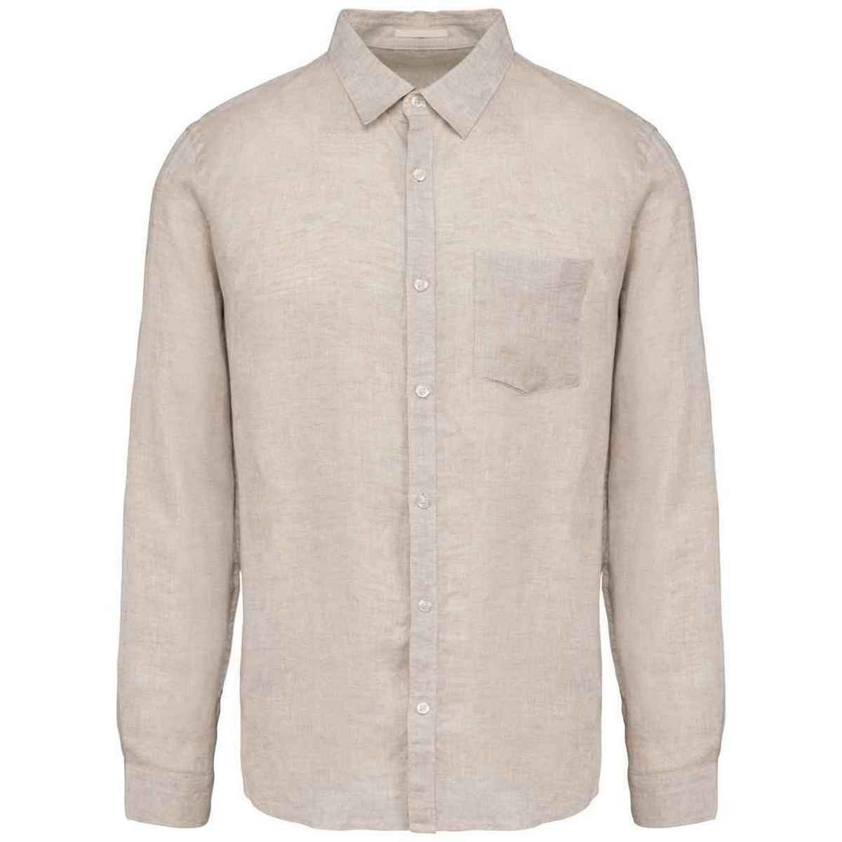 Spasso Spasso Men's Linen Long-Sleeved Shirt in Beige - 3