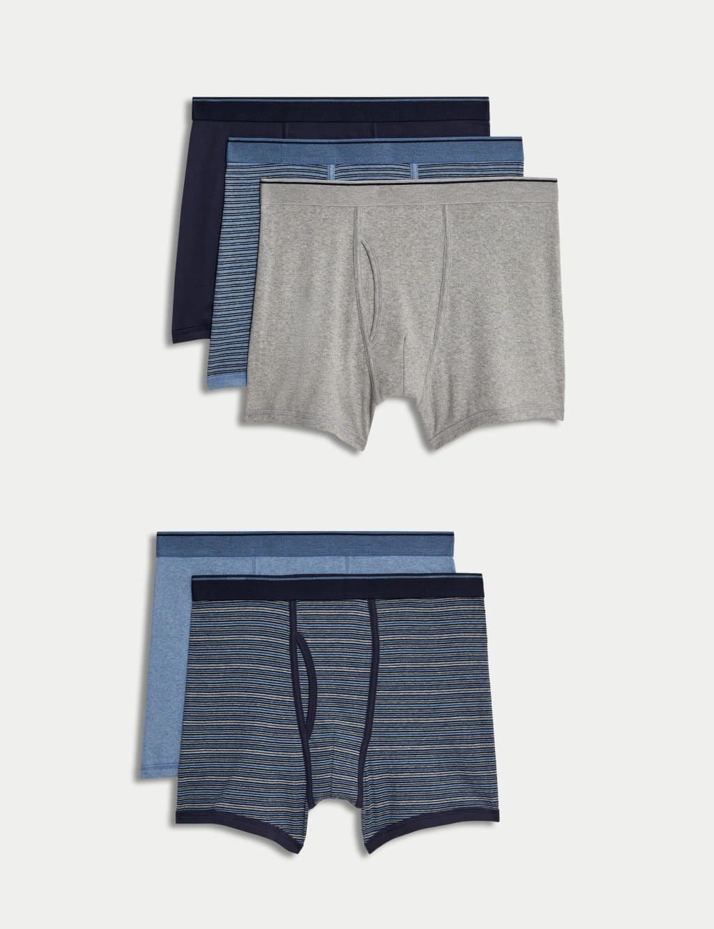 Marks & Spencer M&S 5 Pack Pure Cotton Cool & Fresh™ Trunks Denim Mix