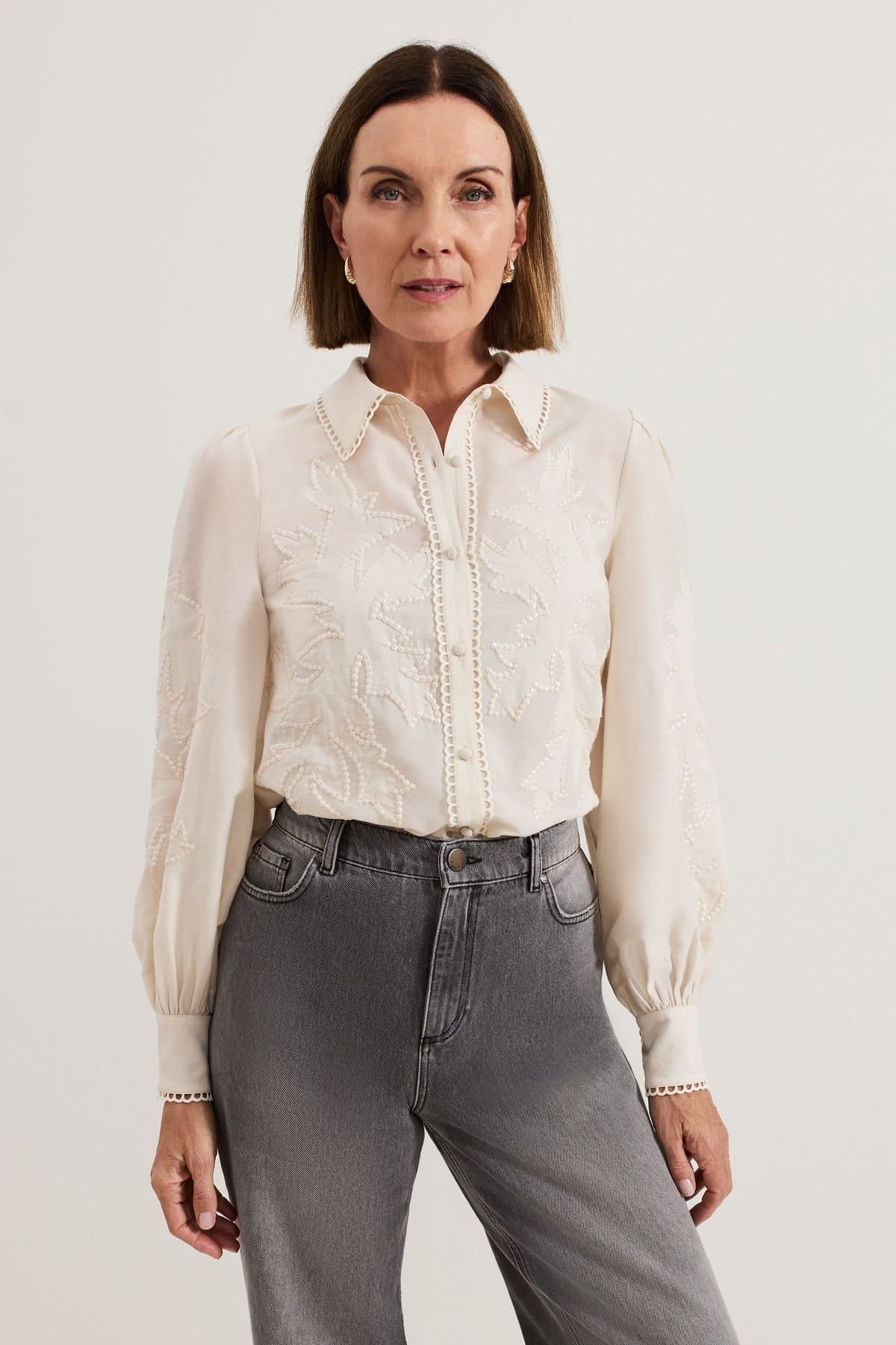 Phase Eight Phase Eight Women's Aneira Sequin Blouse in Off-White