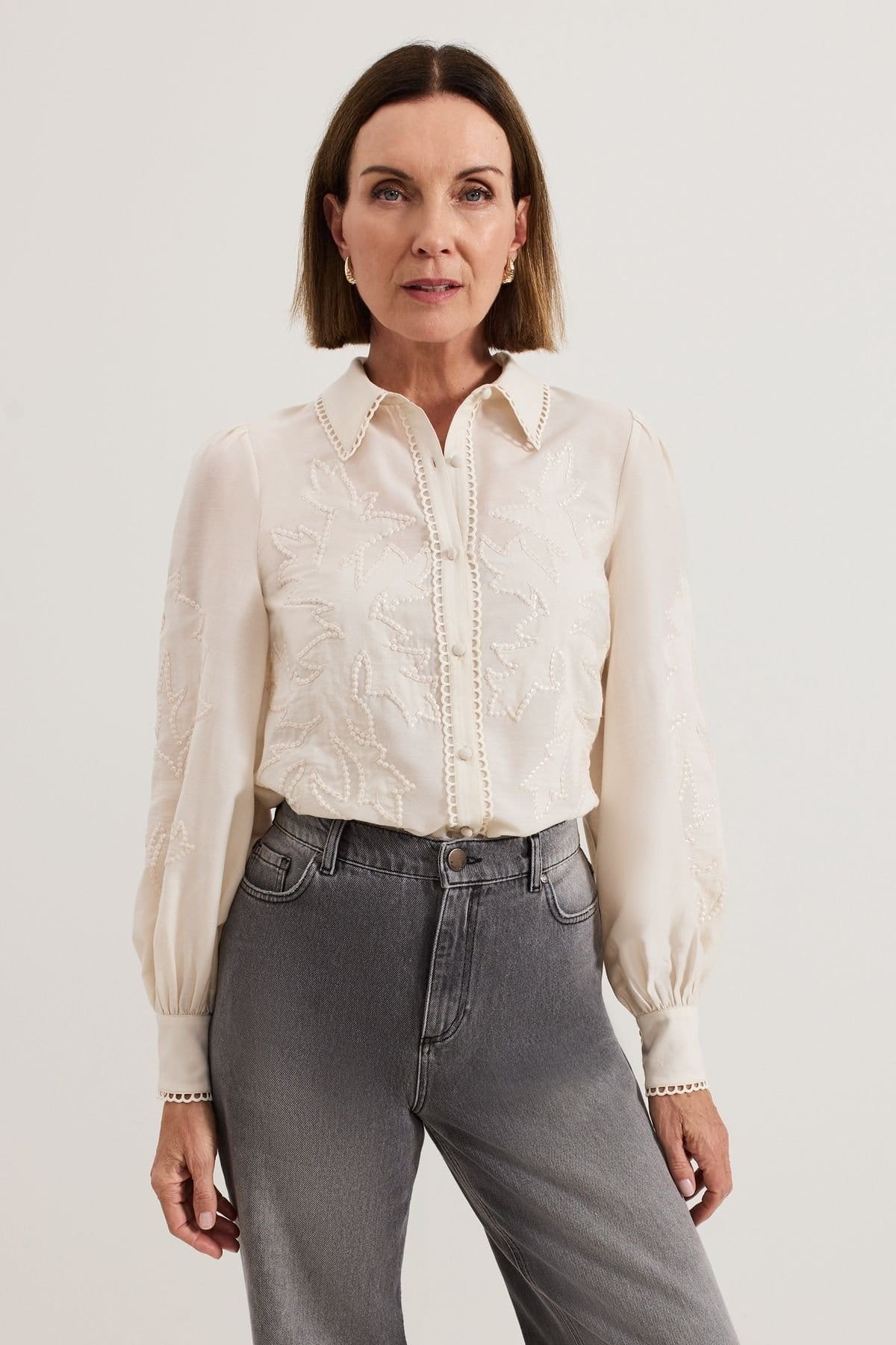 Phase Eight Off-White Sequin Blouse