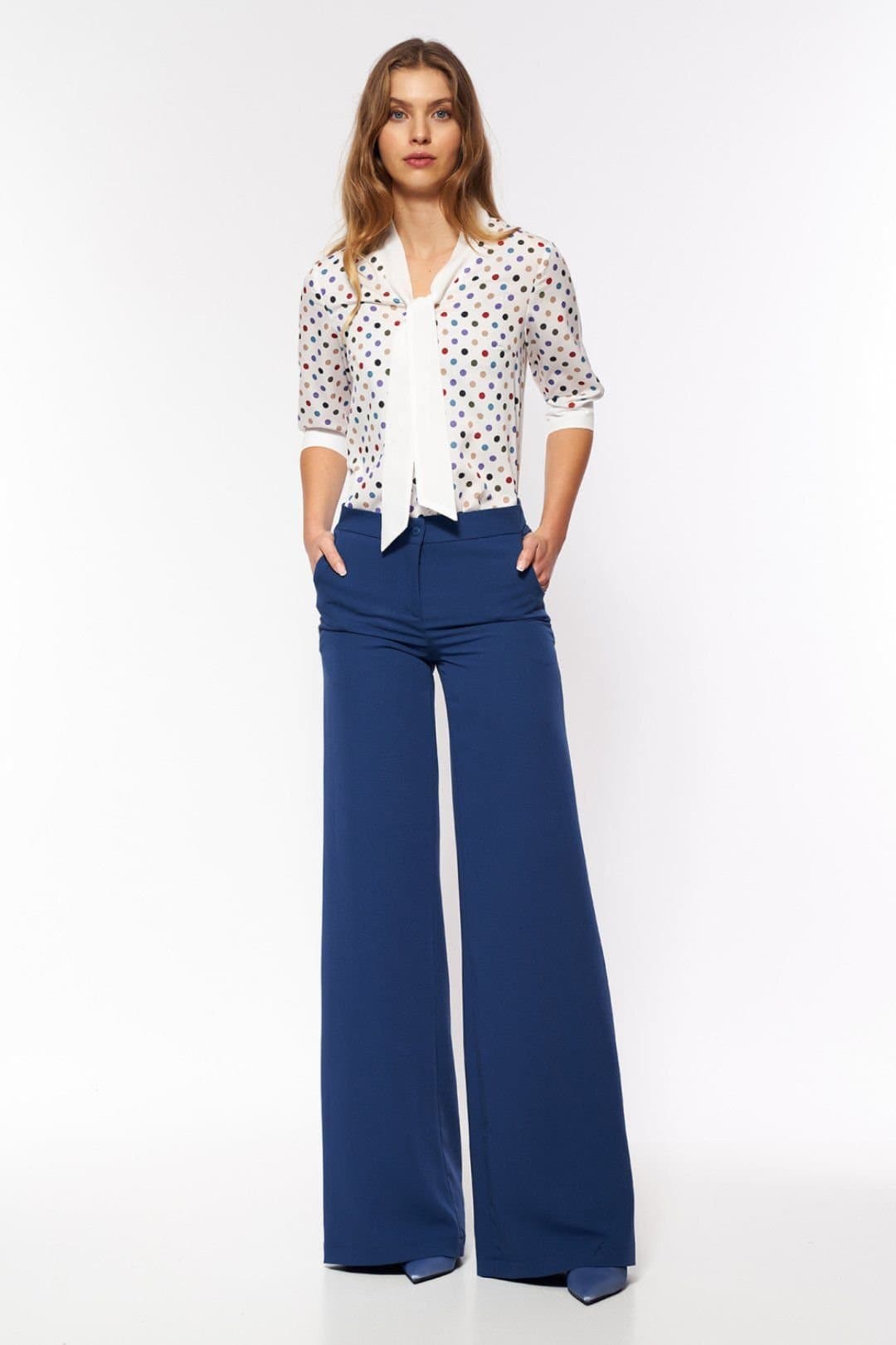 Love Lace Love Lace Women's Cobalt Soft Office Palazzo Trousers in Blue