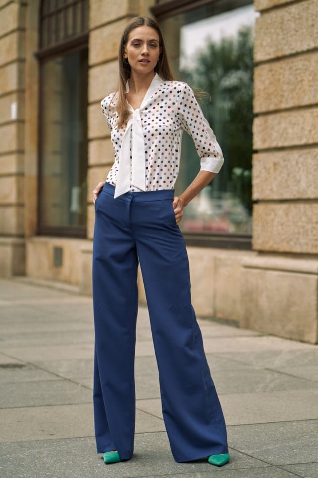 Love Lace Love Lace Women's Cobalt Soft Office Palazzo Trousers in Blue - 2