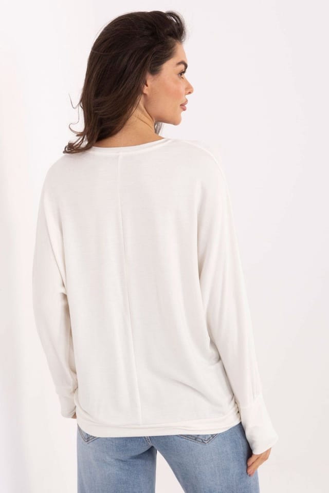 Love Lace Love Lace Women's Micro Modal Casual Blouse Round Neck in Cream - 2