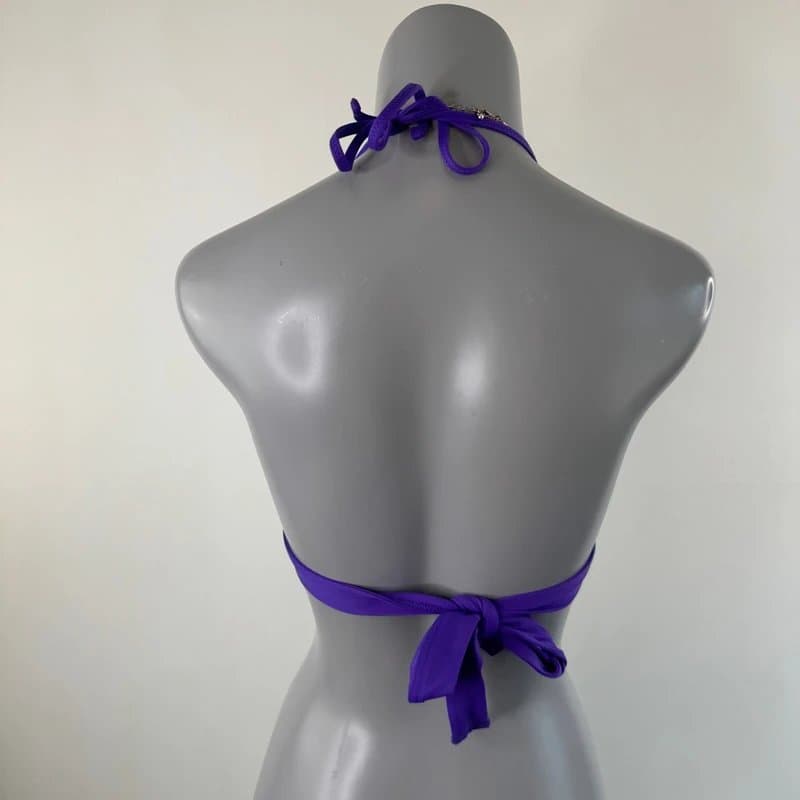 Topshop Y2K vintage bikini top halter neck tie bow purple