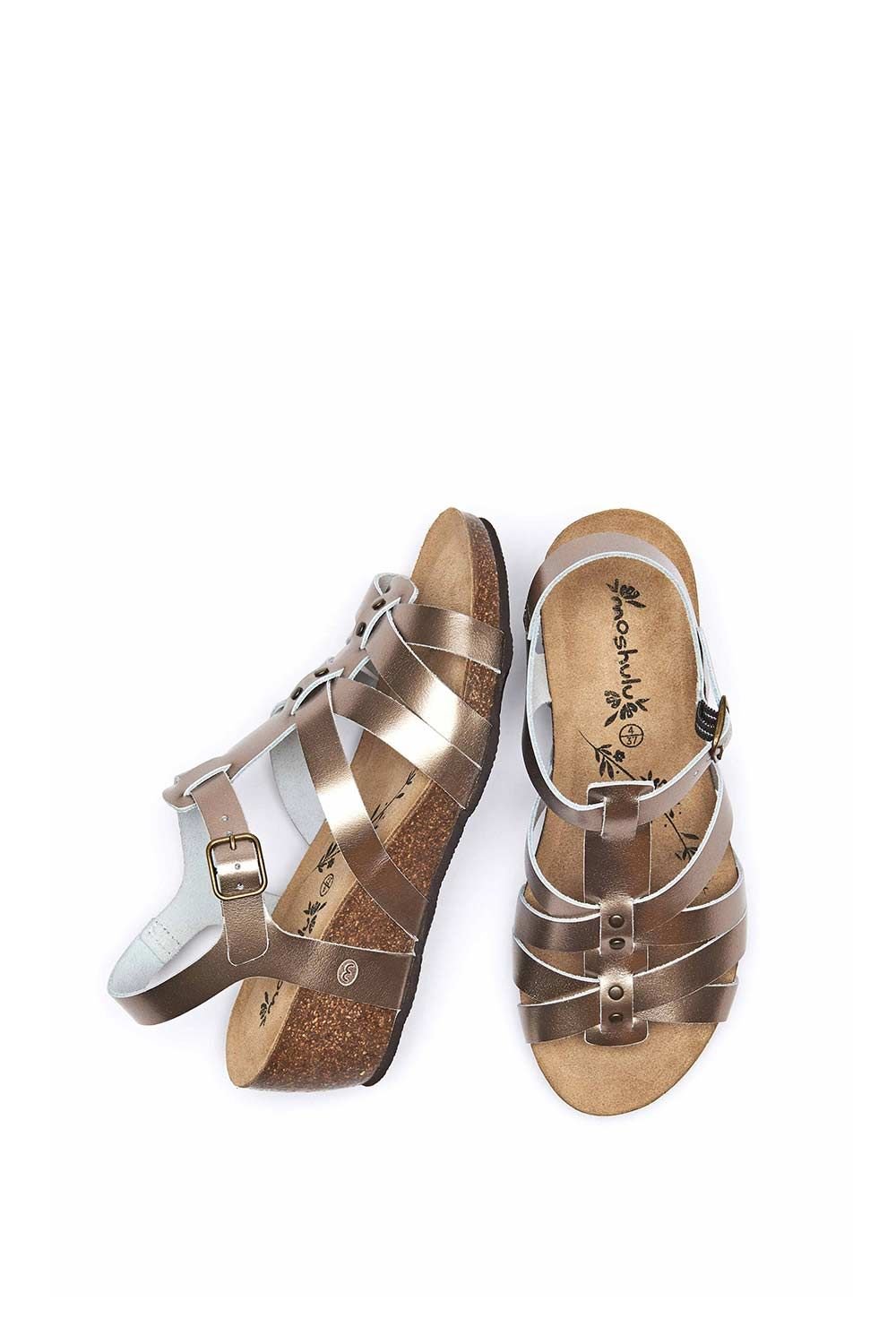 Moshulu Moshulu Women's 'Polperro' Strappy Cork Wedge Sandals in Metallic Gold - 2