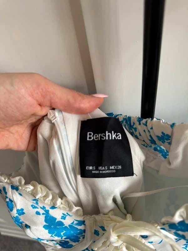 Bershka Bershka White & Blue Satin Dress