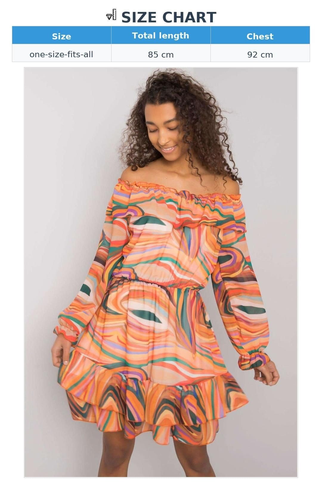 Love Lace Love Lace Women's Long Sleeve Spanish Neck Dress with Frilled Hem in Orange - 4